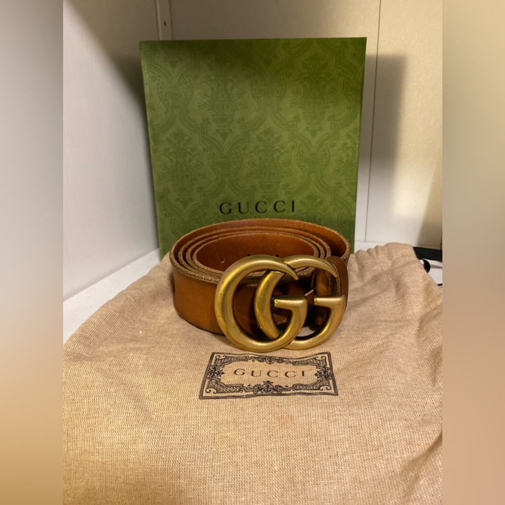 Gucci - Leather Belt with Double G buckle - Size 46 - 16 and up (NEW) AUTHENTIC